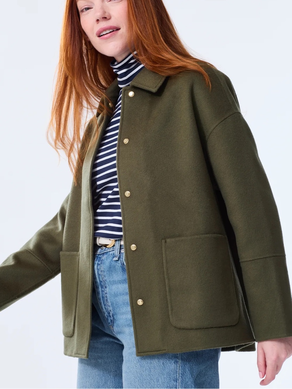Alice Walk Cashmere Car Coat - Olive Green - Picture 2 of 8